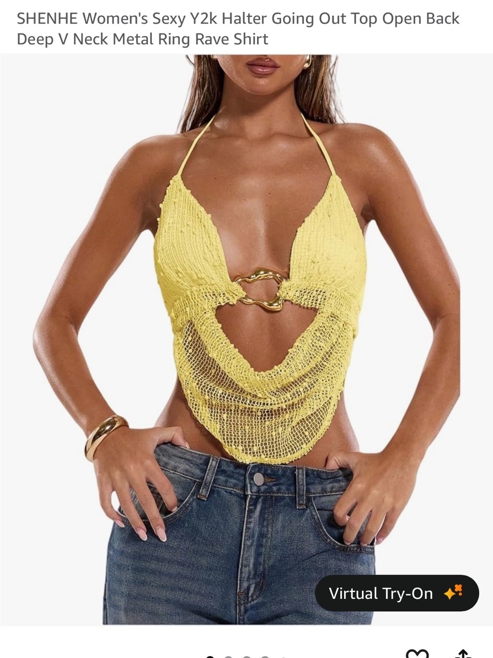 Amazon Yellow Halter Chain Drape Camisole